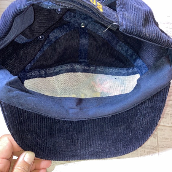 Pilatus red dragon logo Hat Camp Cap Blue Corduroy - Vintage Adjustable . - Picture 5 of 5